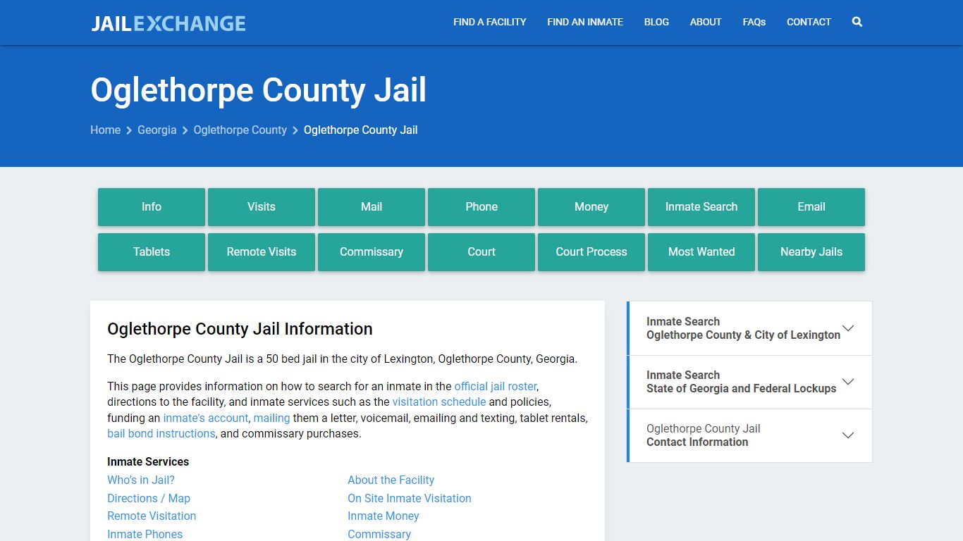 Oglethorpe County Jail, GA Inmate Search, Information